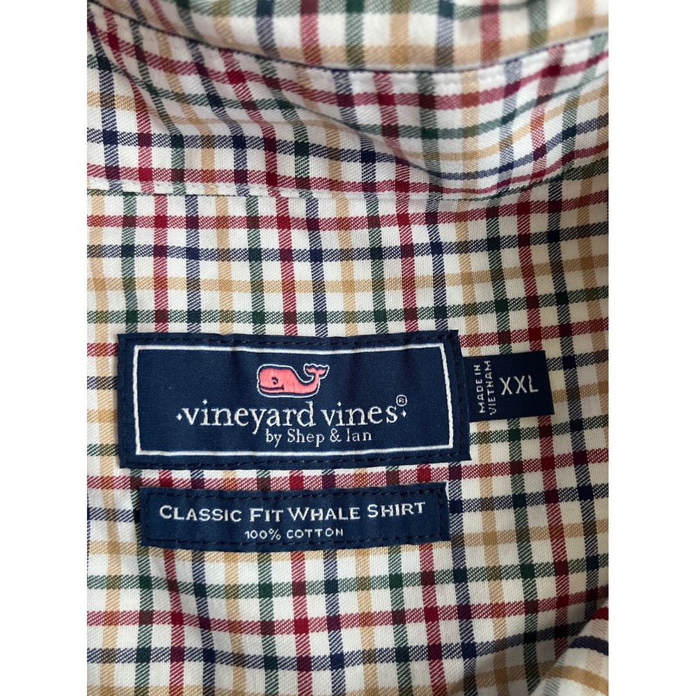 Vineyard Vines Classic Fit Whale Shirt Men's 2XL Checkered Button Down Cotton